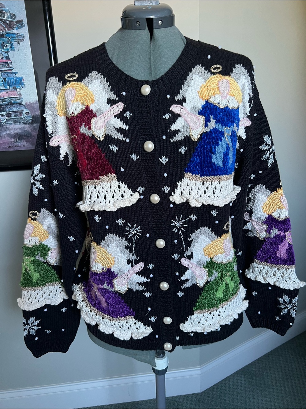 Design Options S M sweater cardigan Christmas Angels Halloween